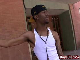 Interracial hardcore gay bareback fucking 20