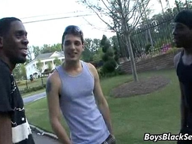 Sexy white gay boys banged by muscular black dudes 19