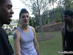 Blacks on boys - interracial hardcore gay fuck video 19